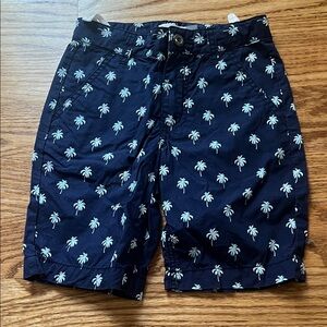 Old Navy Navy Blue & Mint Green Palm Tree Print Shorts